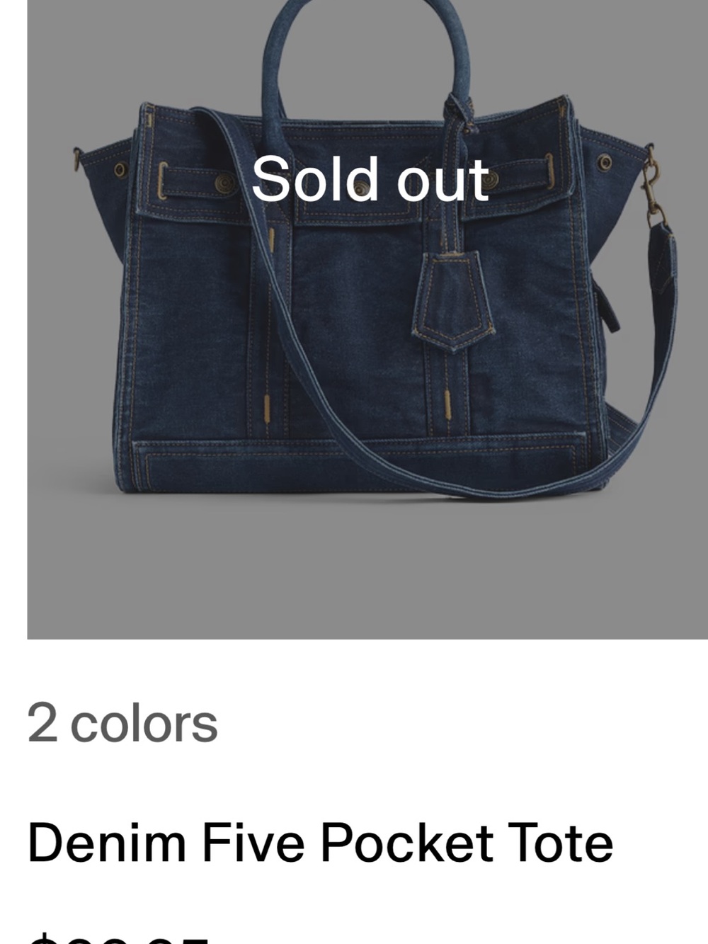 GAP Dark Blue Denim Tote with Top Handles